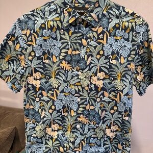 Bonobos Men's Leaf Print Shirt - Blue and Yellow